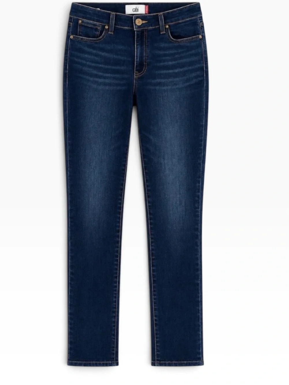 Cabi High Straight Blue Denim Stretch Jeans Style 3386
